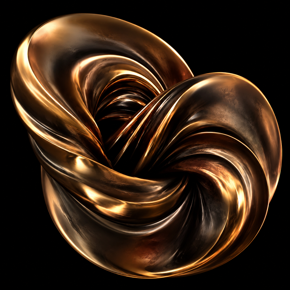 A twisted golden shape — stress management